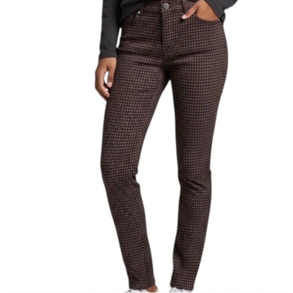 J.McLaughlin Becca Pants Womens 0 Brown Houndstooth Skinny Stretch Mid Rise